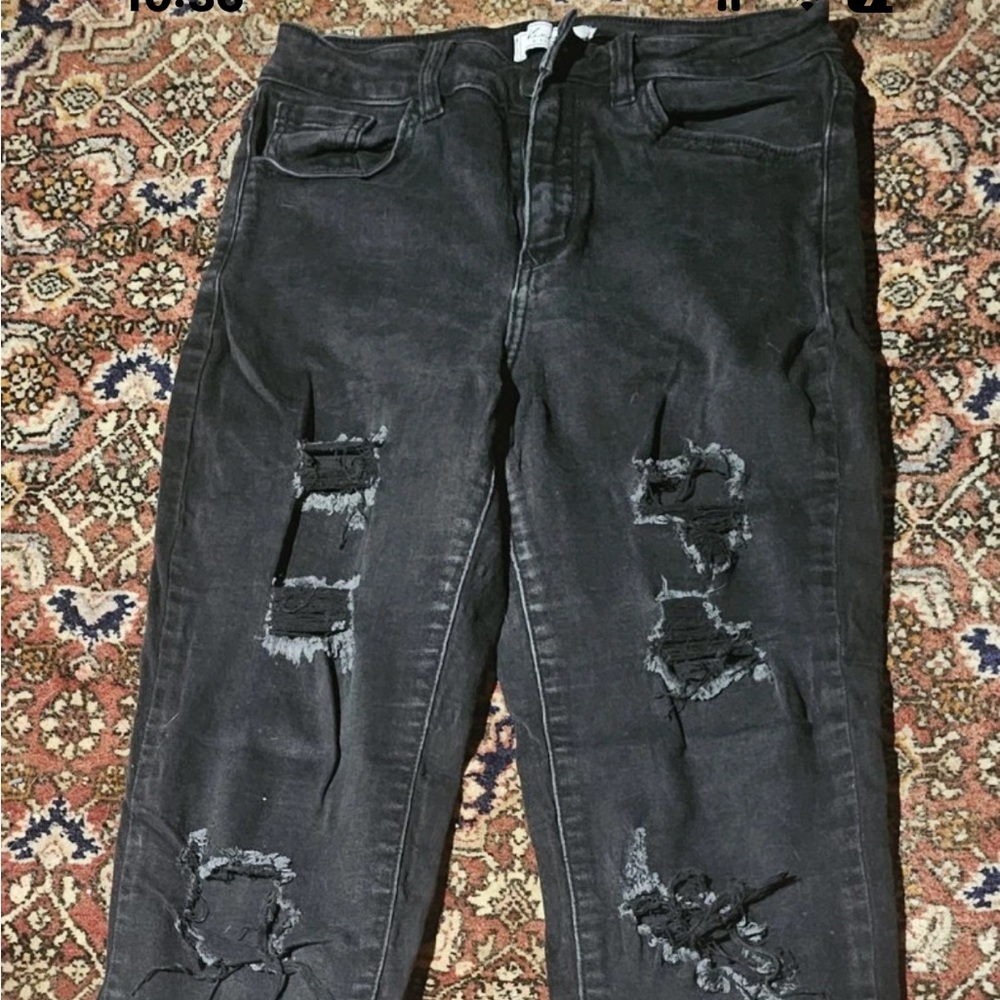 Kancan Estilo Skinny Jeans Sz 27 Black Distressed Denim High Rise Womens